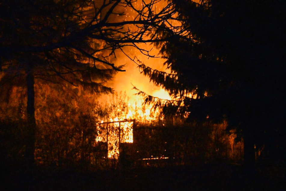 Meterhohe Flammen verschluckten die beiden Gartenlauben in Neuruppin.