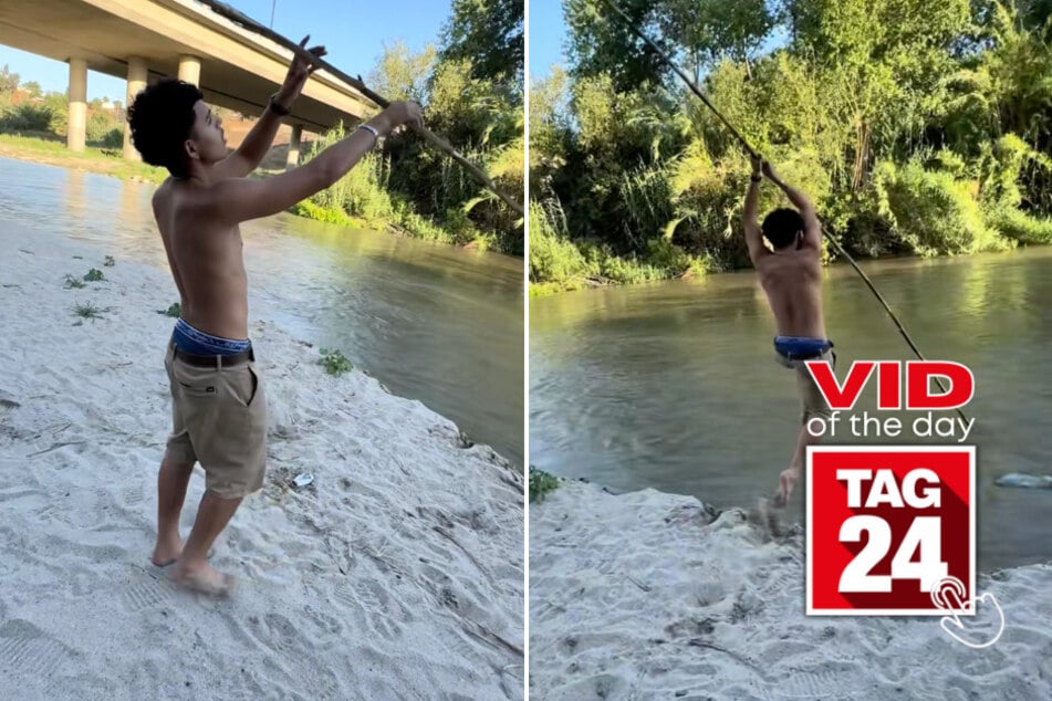 viral videos: Viral Video of the Day for February 16, 2026: Guy tries to pole vault across river and instantly wipes out!