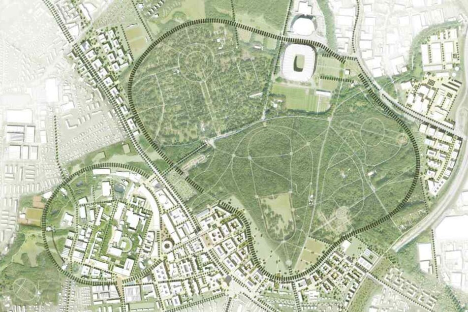 Übersicht des Bebauungsplans: Das Konzept der Science City Bahrenfeld gilt mit seinem Zukunftsbild 2040 als Auftakt einer Integration von Forschung, Wissenschaft und Lehre in die neuen und die bestehenden Stadtteilstrukturen Bahrenfelds.