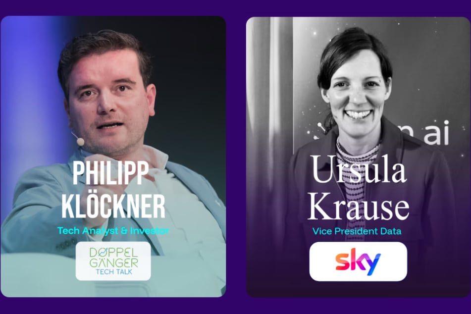 Philipp Klöckner (Doppelgänger Tech Talk) und Ursula Krause (sky)