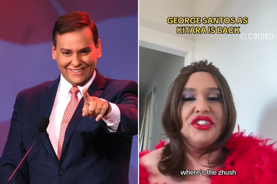 George Santos (l.) recently filmed his first Cameo video dressed as his drag queen alter ego Kitara Ravache (r.), who he previously denied ever existed.
