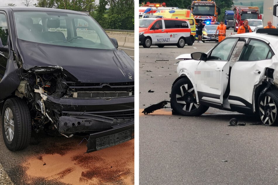 Unfall A6: Crash auf der A6: Drei Verletzte nach missglücktem Spurwechsel