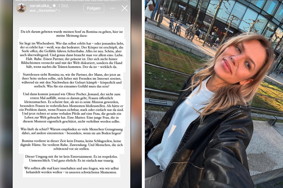 In einem langen Text wendet Sara Kulka (34) sich an ihre Follower und verteidigt die junge Mutter Romina Palm (25).