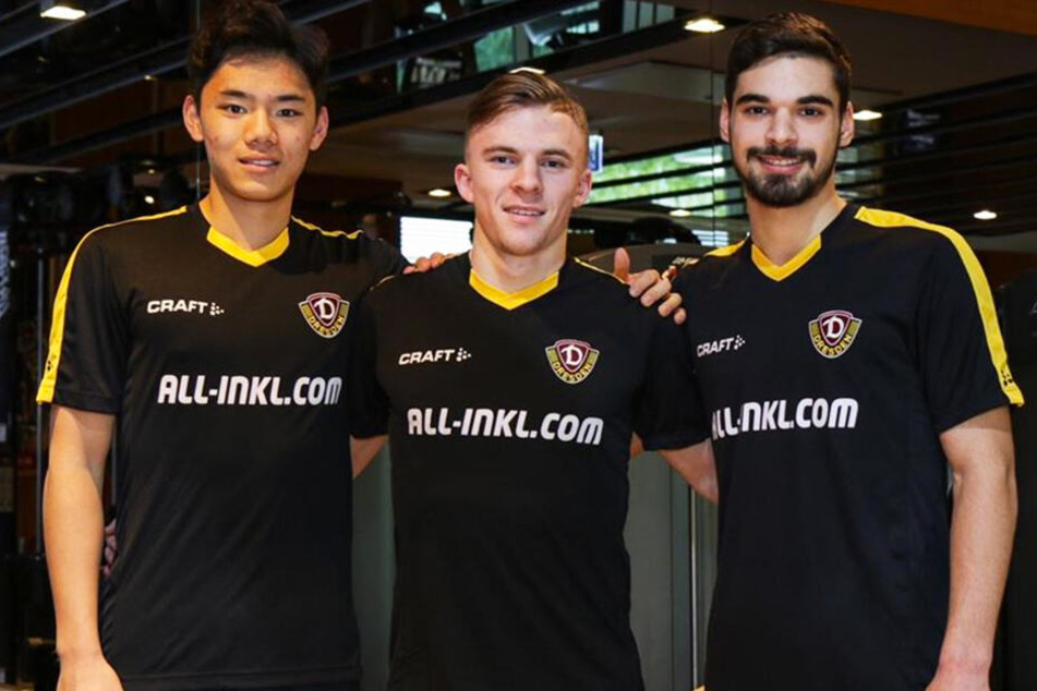 Die Talente (v.l.) Eunsa Jeong, Justin Jacob und Luca Shubitidze trafen am Samstag im Dynamo-Camp ein.