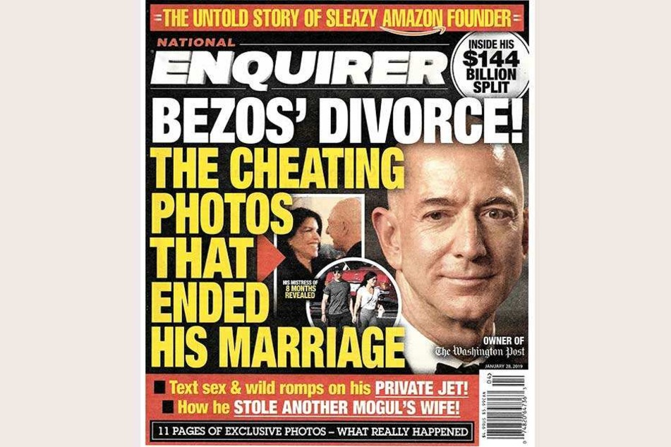 Die Titelseite des Enquire, auf der die Fotos angekündigt werden, welche die Ehe von Bezos beendeten.