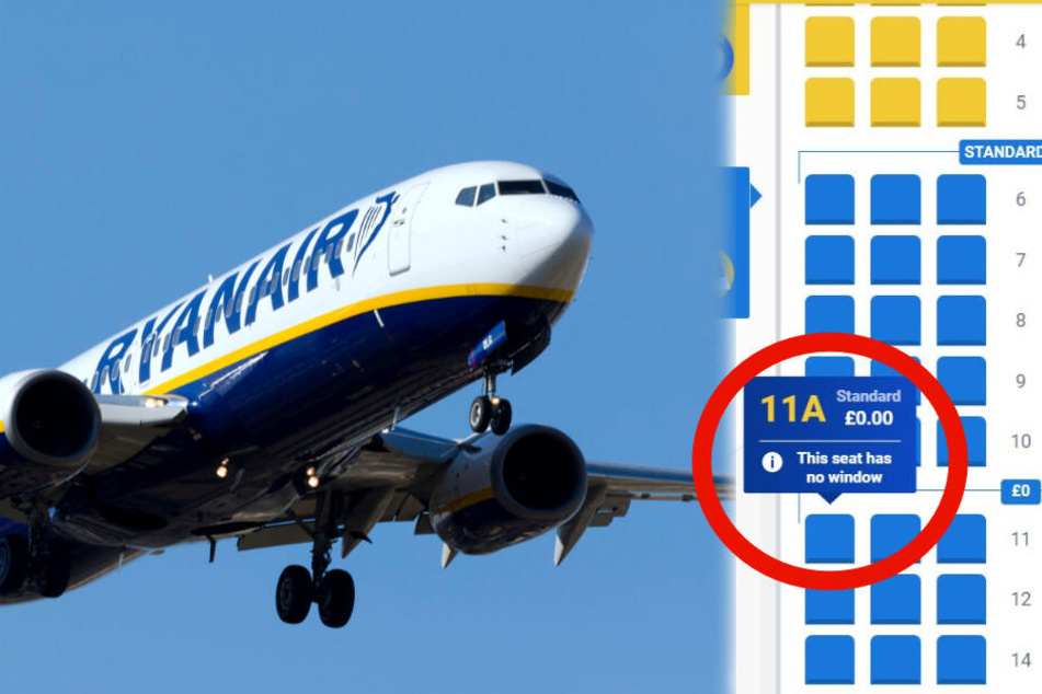Im Buchungssystem von Ryanair ist eindeutig gekennzeichnet, welche Fensterplätze kein Fenster haben.