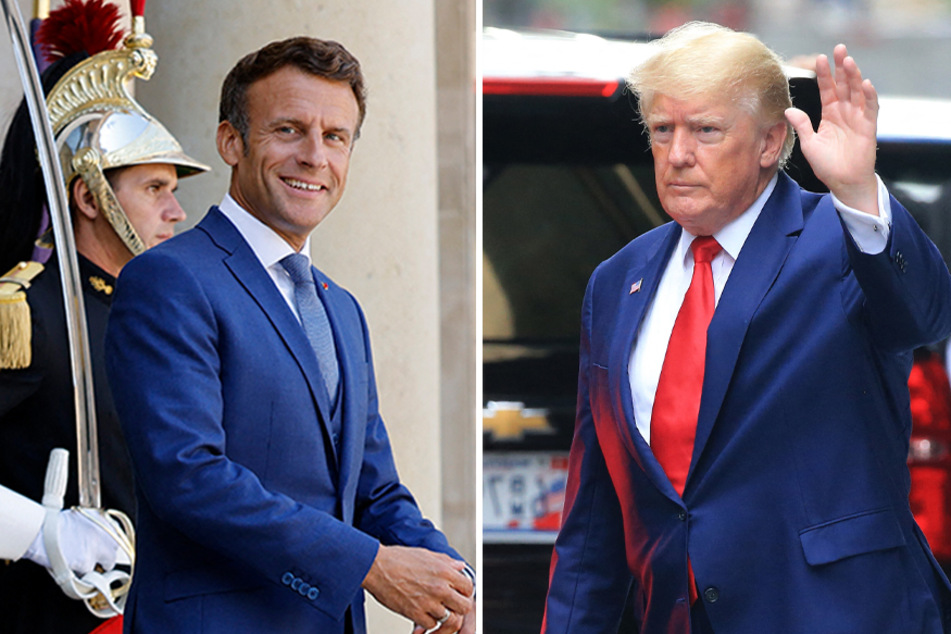 Donald Trump (r) has reportedly claimed to know illicit and "naughty" details about the President of France's sex life.