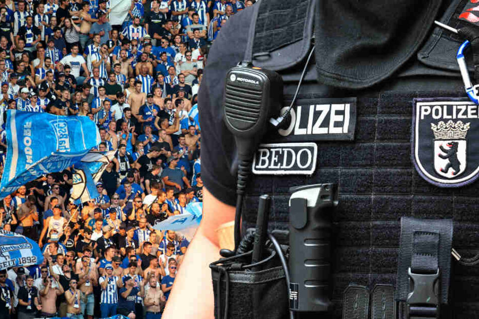 Im Anschluss an das 0:3 der Berliner am Sonntagabend kam es zu einer Auseinandersetzung zwischen Hertha-Fans und Polizei. (Bildmontage)