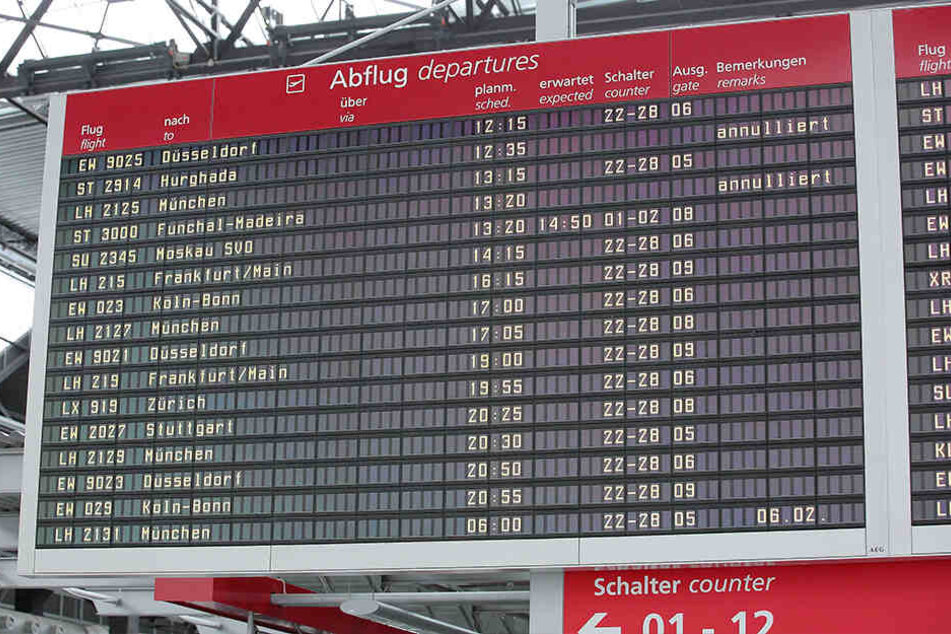 "Annulliert": Die Germania-Flieger nach Hurghada und Funchal-Madeira blieben gestern und auch künftig am Boden.