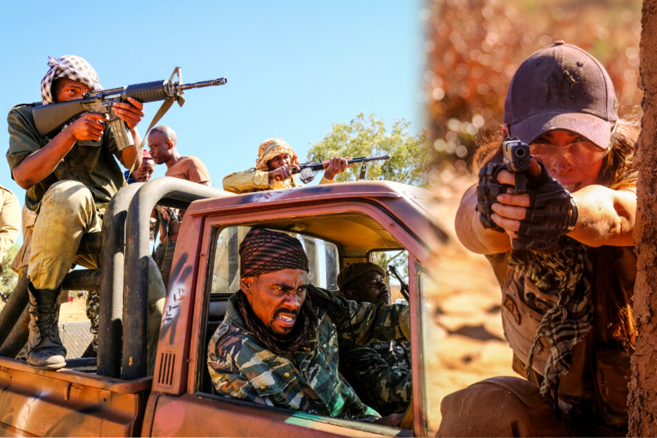 Samantha O'Hara (Megan Fox, 34, r.) muss in "Rogue One" gegen die al-Shabaab-Miliz (l.) kämpfen.