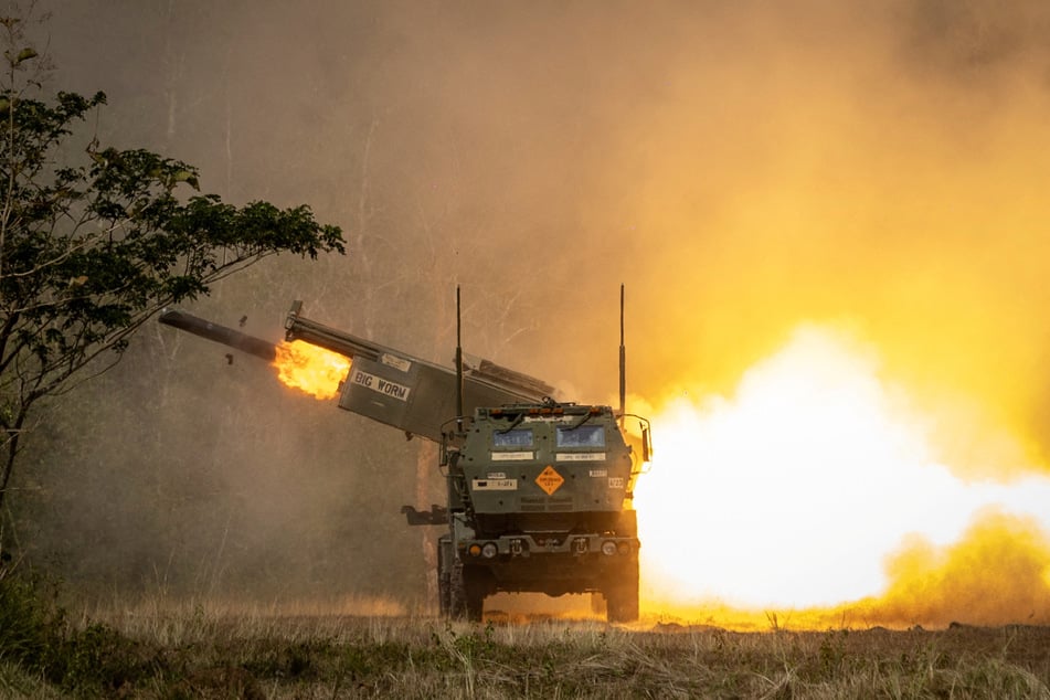 A High Mobility Artillery Rocket System (HIMARS) is fired during a live fire exercise with Philippine and US troops in March 2023.