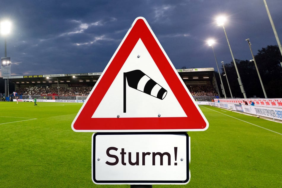 Für das Spiel und generell in Kiel herrscht bis 18 Uhr Sturmwarnung. Die besondere Herausforderung ist eine fehlende Tribüne im Stadion durch den Umbau, dort pfeift der Wind ordentlich rein.