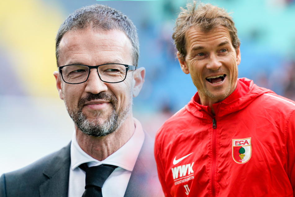 Fredi Bobic (l.) wird bei Hertha BSC als Nachfolger von Michael Preetz schon länger gehandelt. Jens Lehmann sieht eine mögliche Verpflichtung problematisch. (Archivbild)