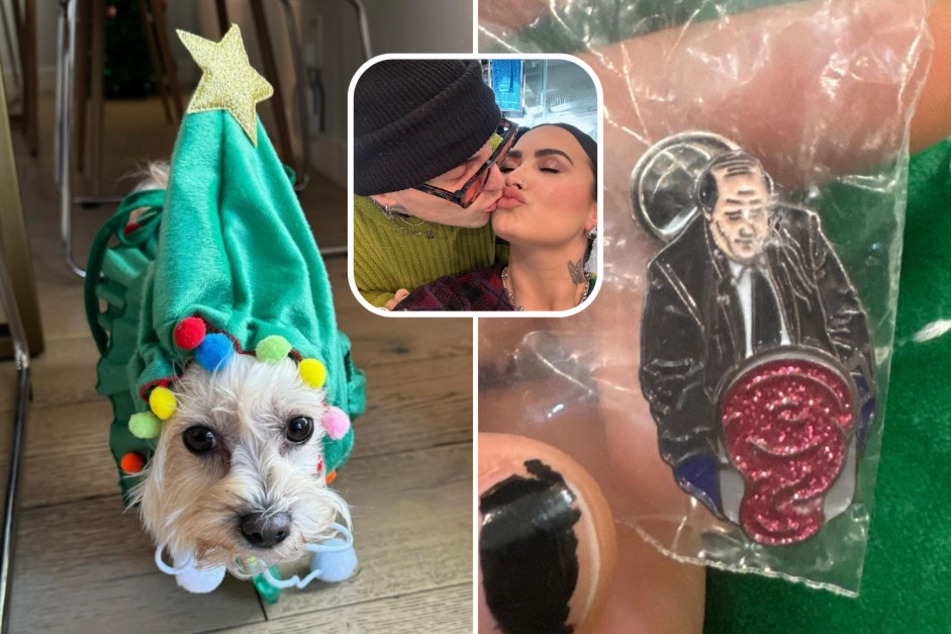 In a series of pics on Instagram, Jutes showed off gifts seemingly from Demi Lovato (r) and snaps of the singer's adorable pups.