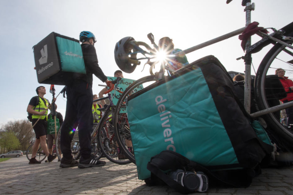 Am Freitag protestierten Fahrer von Deliveroo für bessere Arbeutsbedingungen.