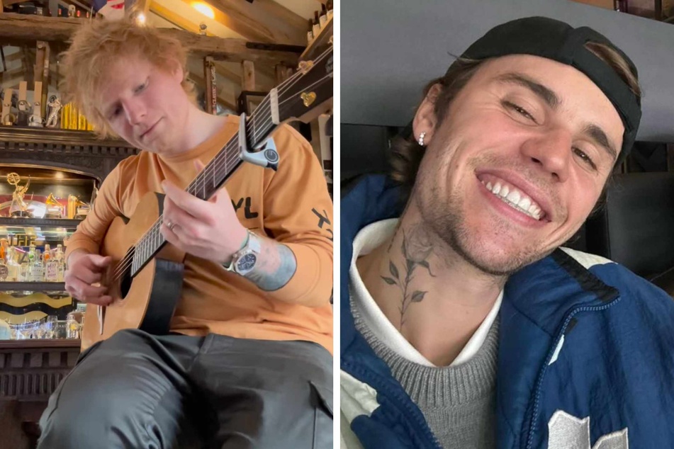 Justin Bieber (r.) catapulted to number one on the music charts in 2016 with the song Love Yourself, but Ed Sheeran (l.) couldn't help spilling some tea about the track!