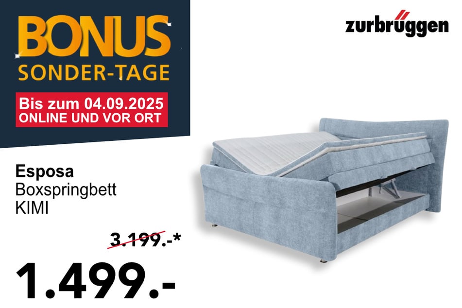 Das Esposa Boxspringbett für 1.499 statt 3.199 Euro.