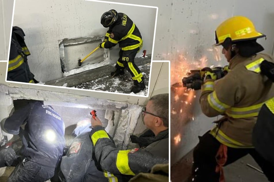 Florida fire fighters save trapped dog in stunning, high-powered rescue