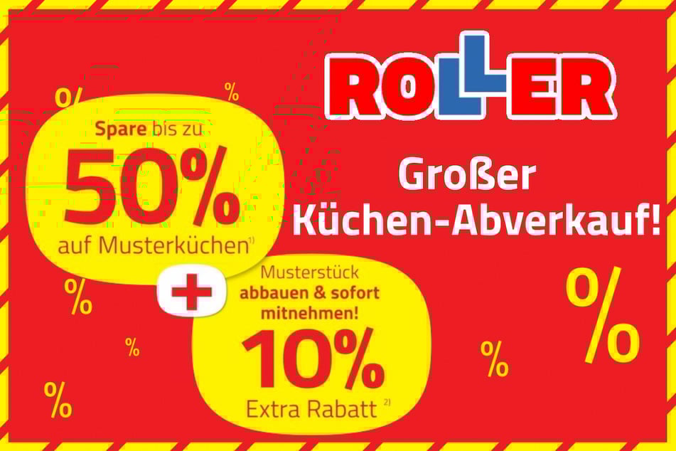 Während des großen Küchen-Abverkaufs bei ROLLER gibt's bis zu 50 Prozent Nachlass¹ auf unzählige Musterküchen.
