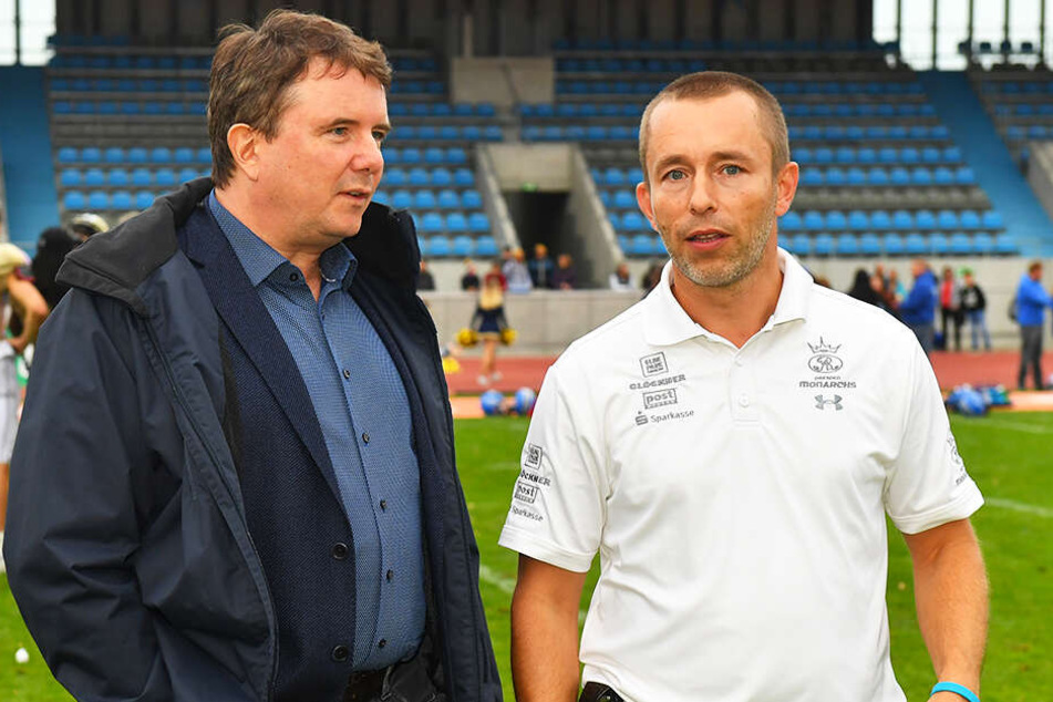 Monarchs-Präsident Sören Glöckner mit Geschäftsführer Jörg Dreßler (r.).