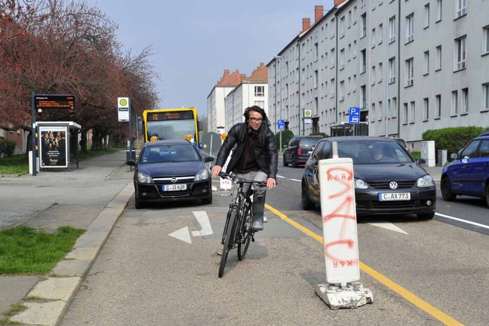 An Baustellen wie an der Lutherstraße wird es für Radfahrer besonders gefährlich.