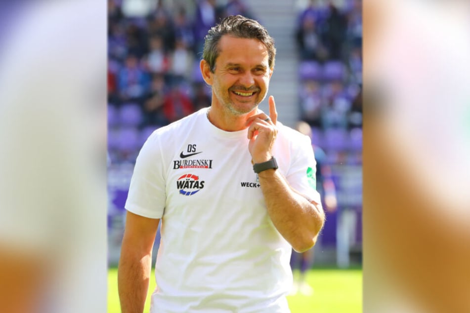Nach zehn Spieltagen Platz vier, nur drei Zähler hinter Spitzenreiter Hamburger SV, die Partie gegen die vermeintlichen Topteams bis auf Hannover 96 schon absolviert - klar, dass FCE-Trainer Dirk Schuster da gut lachen hat.