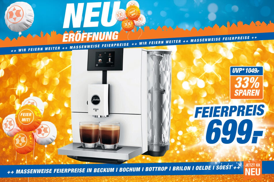 Jura-Kaffeevollautomat ENA 8 Nordic White für 699 statt 1.049 Euro.