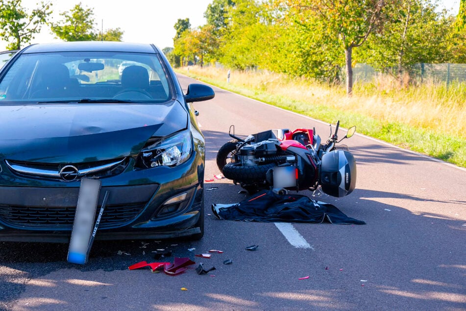Der Opel hat nicht nur vorn vom Zusammenstoß mit dem Tier Schäden davon getragen.