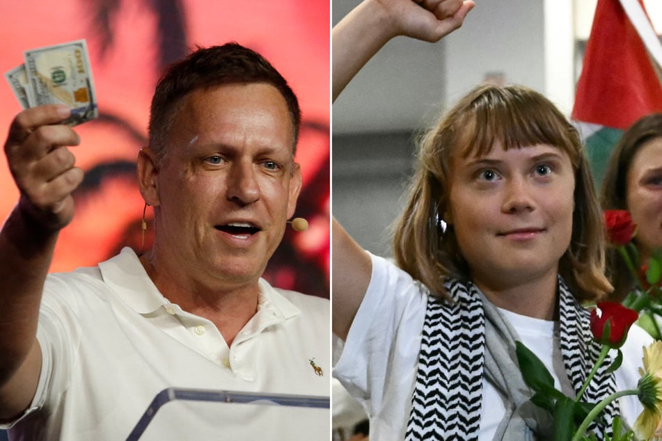 Tech billionaire Peter Thiel (l.) slammed activist Greta Thunberg in a series of private talks.