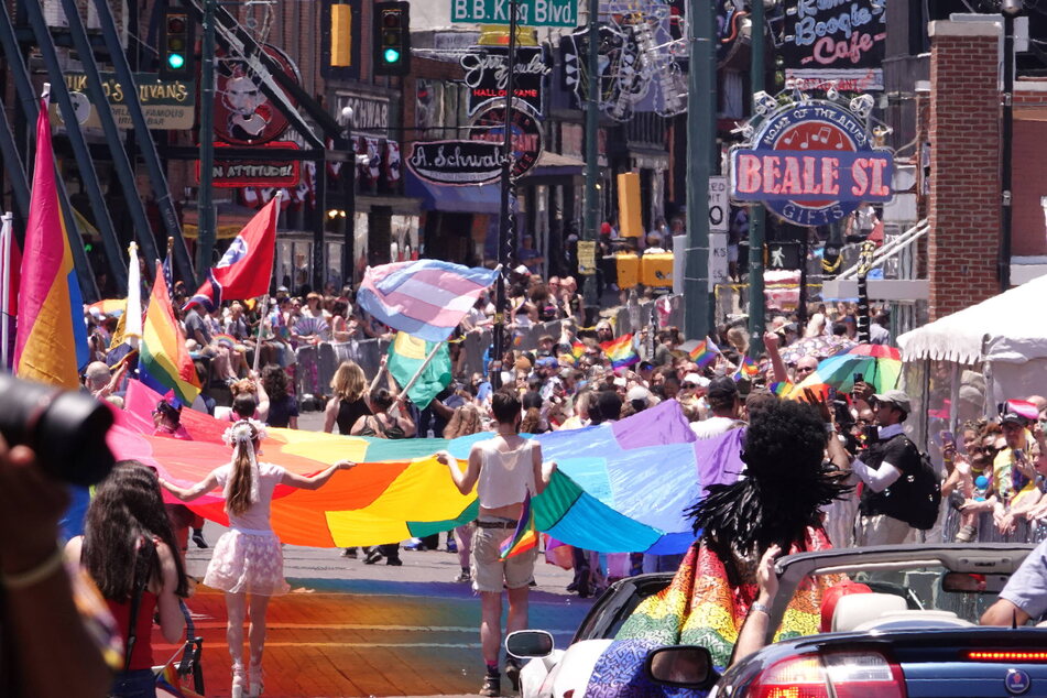 Tennesseans flood Memphis' iconic Beale Street in support of LGBTQIA+ rights during Pride 2022.