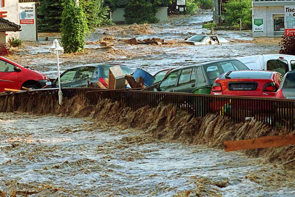 Das Hochwasser um Sommer 1999 hat zwischen Pockau und Olbernhau schlimme Verwüstungen angerichtet. (Archivbild)