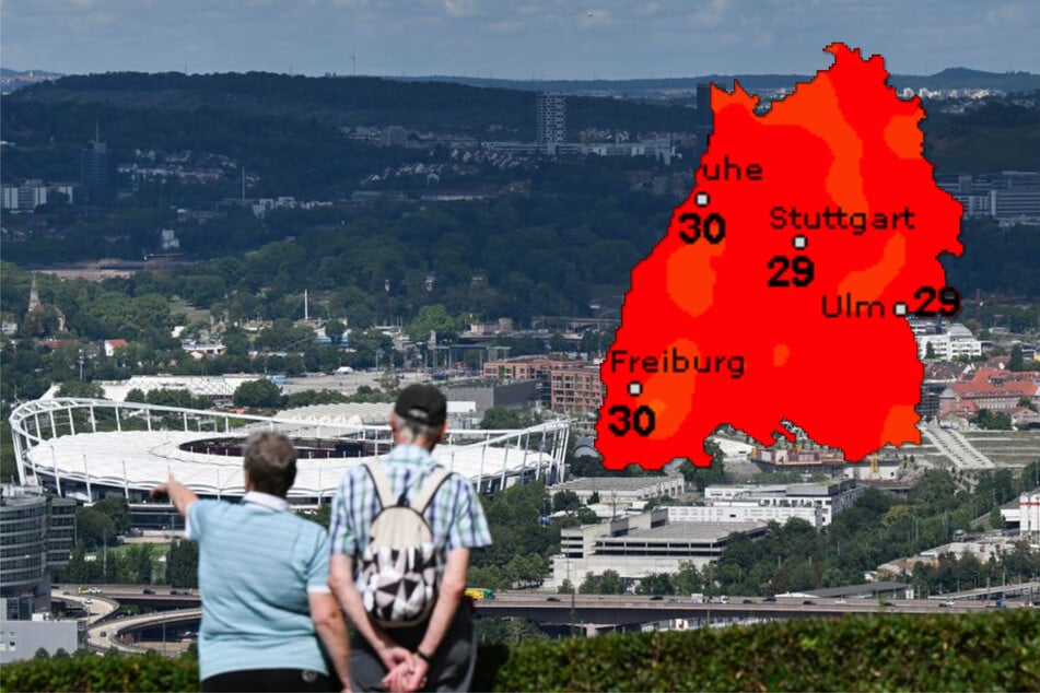 Am Freitag werden wieder hohe Temperaturen erreicht, wie die Karte zeigt.