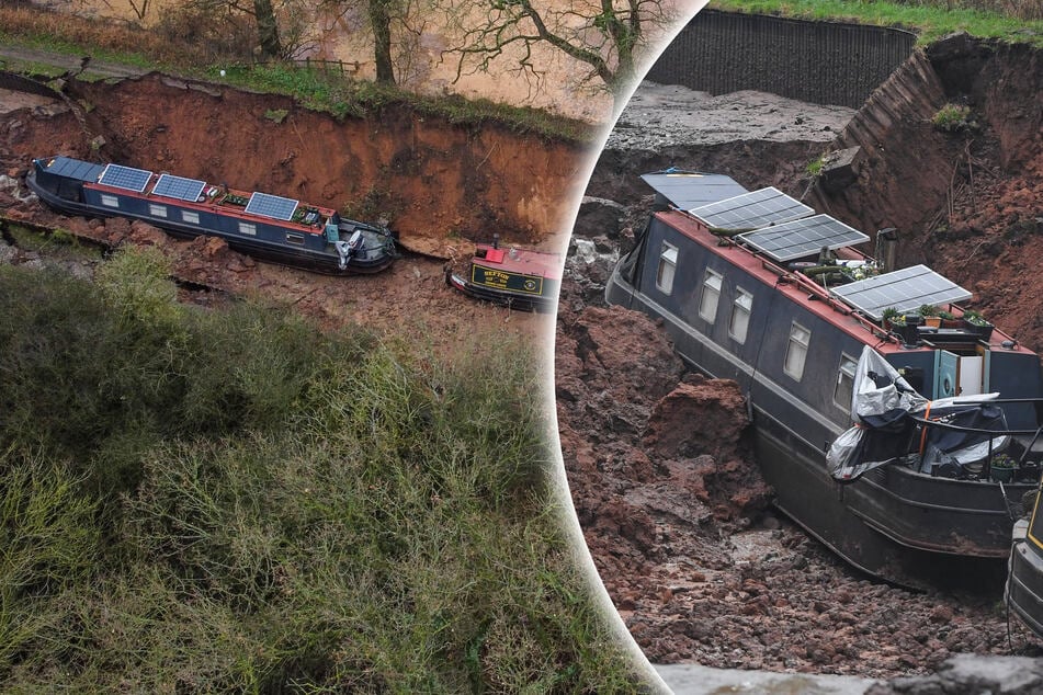 Mitten in der Nacht: Erdloch reißt Hausboote in die Tiefe