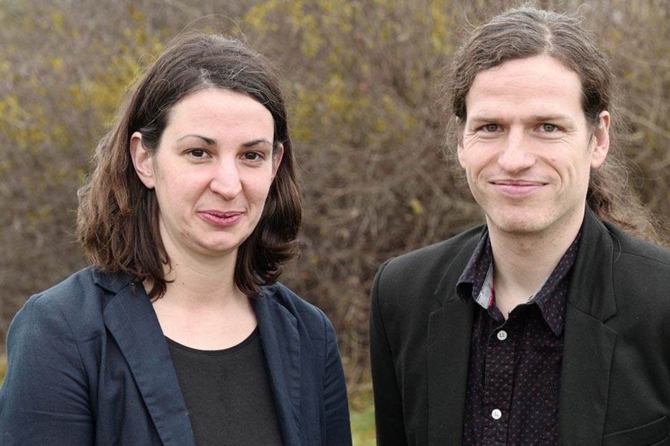 Derzeit die Grünen-Chefs in Sachsen: Christin Melcher (34) und Jürgen Kasek (37).