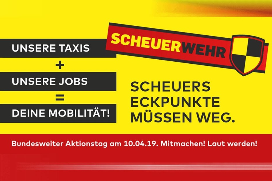 So werben die Taxler für den Protest.