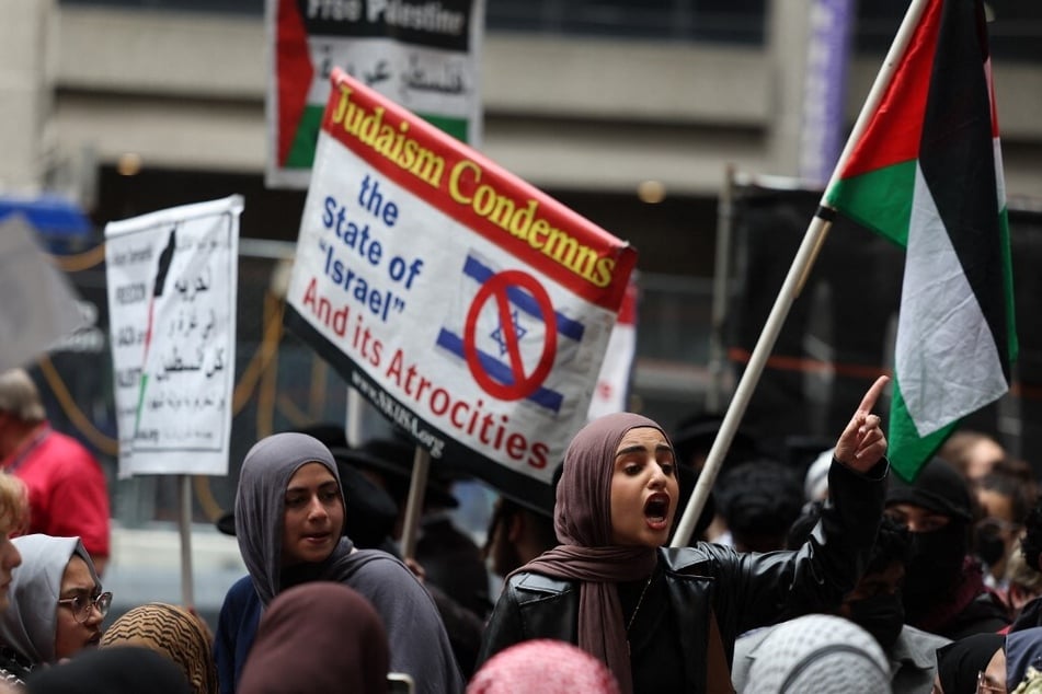 Students protest Israel's atrocities in Palestine at the City University of New York's Hunter College.