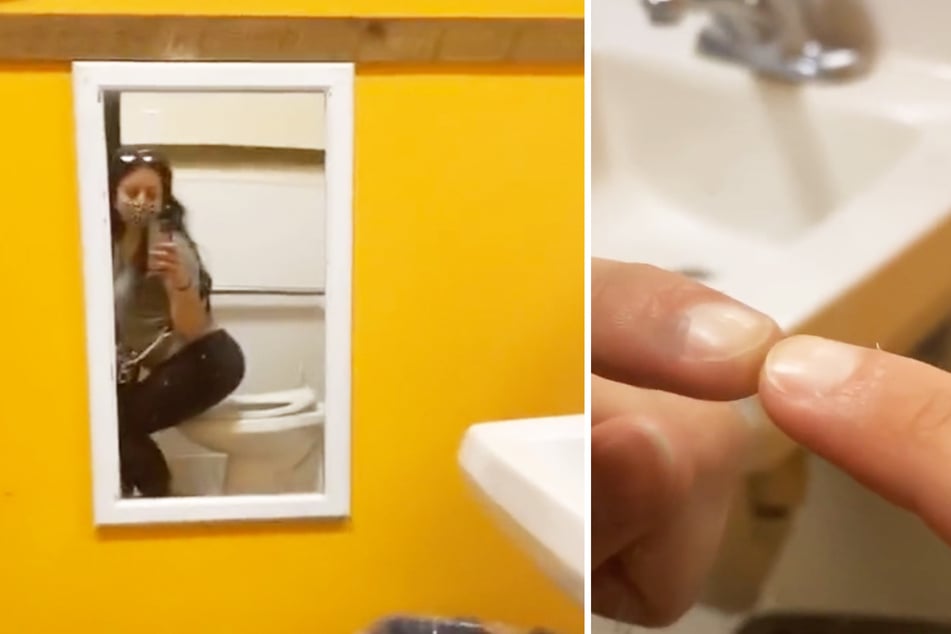 Woman finds suspiciously placed mirror in store bathroom