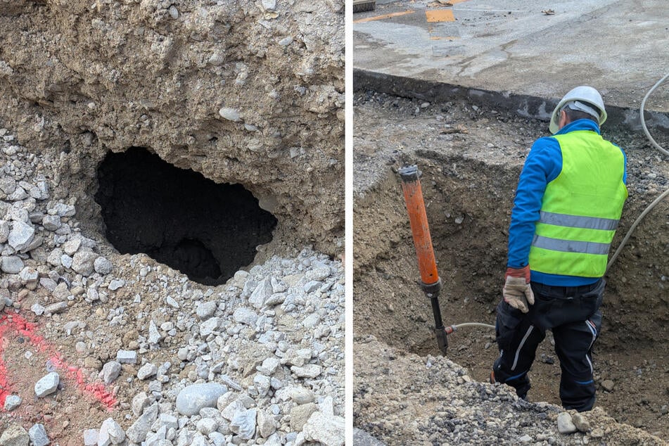 Der Bereich am Hohlraum in der Fürstenrieder Straße muss nun weiter ausgegraben werden.