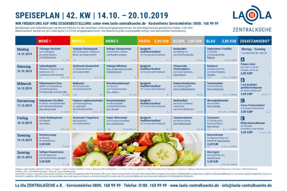 Der Speiseplan ab KW 42 (14. bis 20. Oktober)