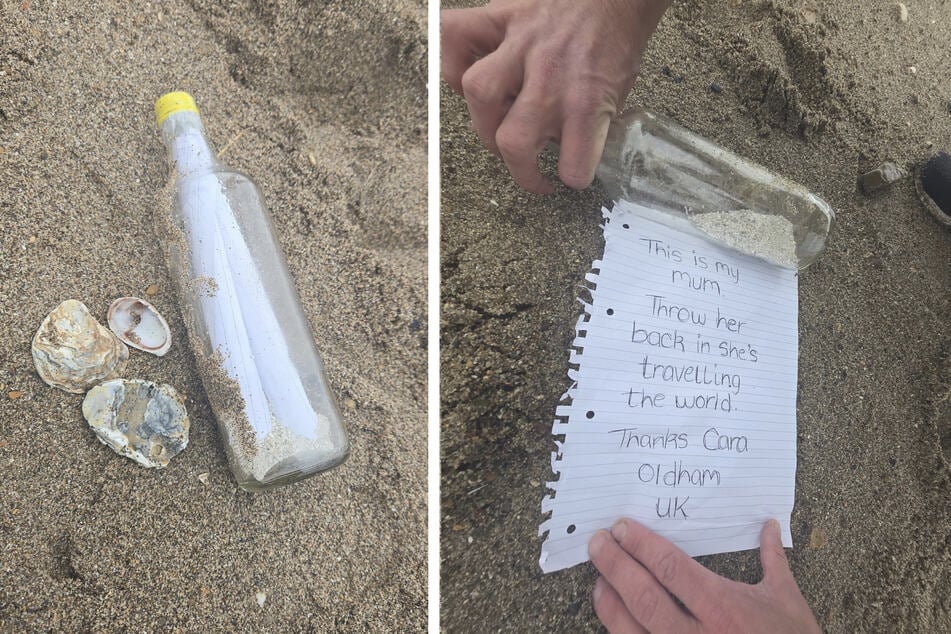 Am Strand von Skegness wurde eine Flaschenpost entdeckt.
