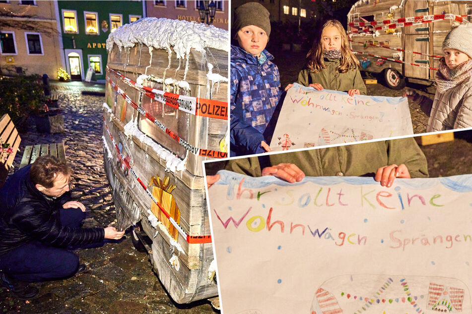 Dresden: Keine schöne Bescherung: Kinder traurig über zerstörten Weihnachtsmann-Wagen