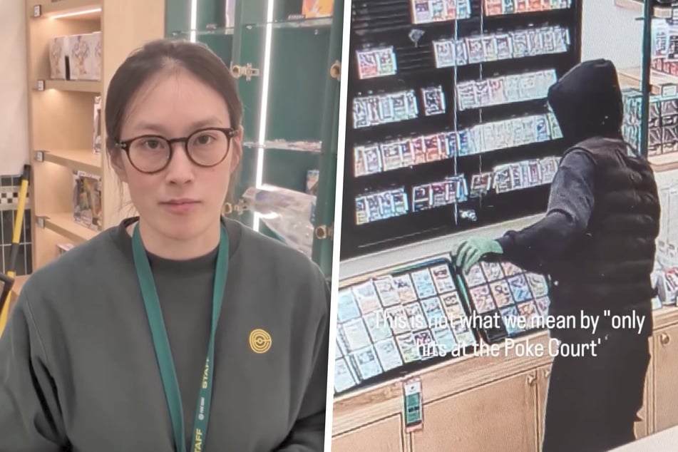Poké-Court-Inhaberin Courtney Chin musste mit ansehen, wie bewaffnete Räuber Vitrinen in ihrem Laden knackten und Kunden bedrohten.