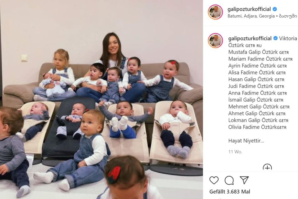 Galip Öztürk (57) postet häufig Bilder seiner Großfamilie auf Instagram: Hier zu sehen: seine Frau Kristina Öztürk mit einigen der 21 Kinder.