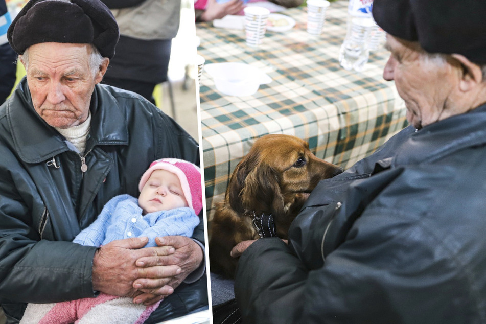 Valentyn Mykolayovych (84) rettete seine Angehörigen und den Familienhund aus einem umkämpften Gebiet in der Ukraine.