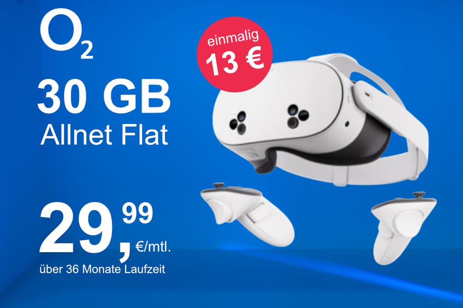Die Meta Quest 3s im o2 Mobile M inkl. 30 GB+ für einmalig nur 13 Euro.