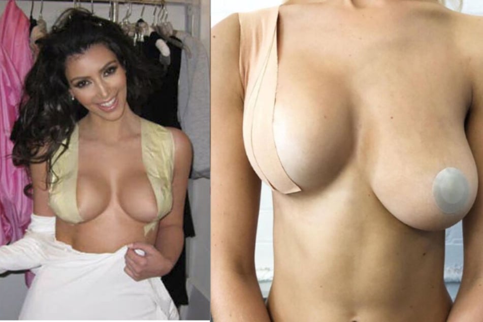Endlich wieder straffe Brüste: Für ihr Booby Tape ließen sich Bridgett und Bianca Roccisano maßgeblich von Kim Kardashian (l.) inspirieren.