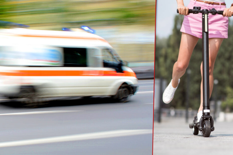 Die 33-Jährige stürzte von einem E-Tretroller. (Bildmontage/Symbolbilder)