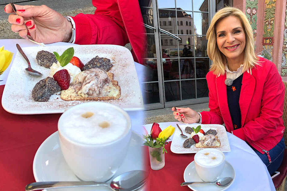 Im Ratscafé probiert die Moderatorin Mohnpielen.