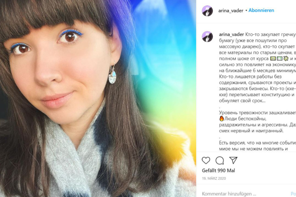 Arina Bogdanova (†30) auf ihrem Instagram-Profil.