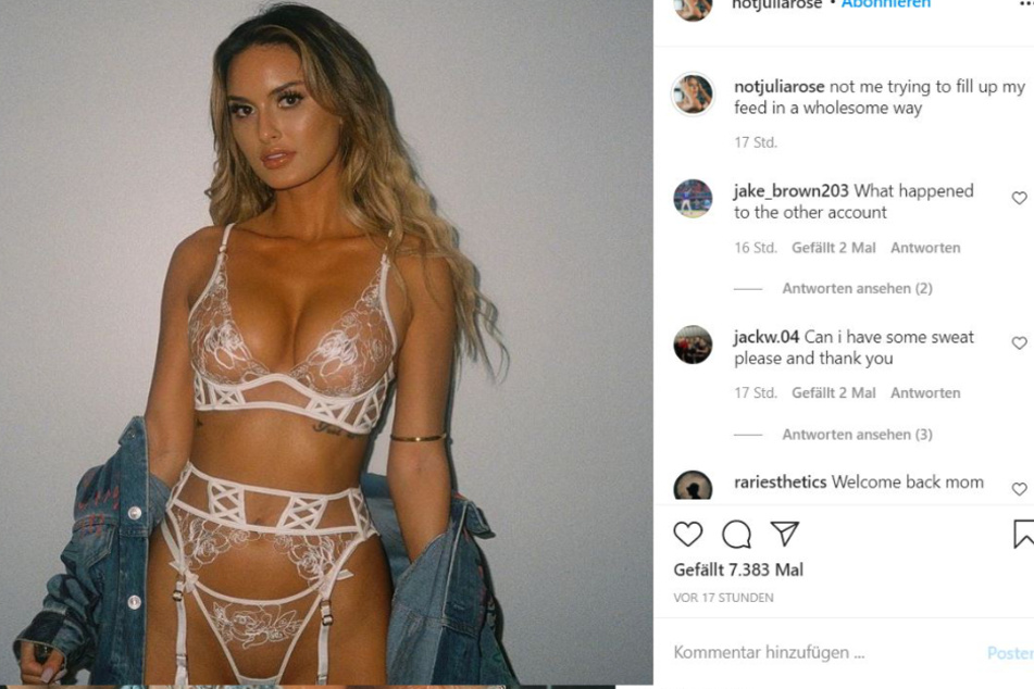 Anything but chaste: Julia Rose immediately puts her foot down on Instagram.